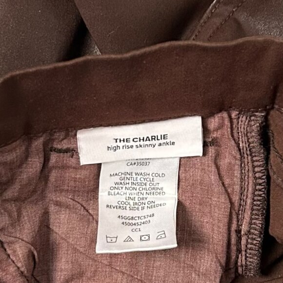Joe's Jeans High Rise Charlie Skinny Ankle Coated Faux Leather Brown Sz 25 - Picture 8 of 8